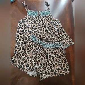 Justice Girls Leopard Print Tank and Shorts Set
